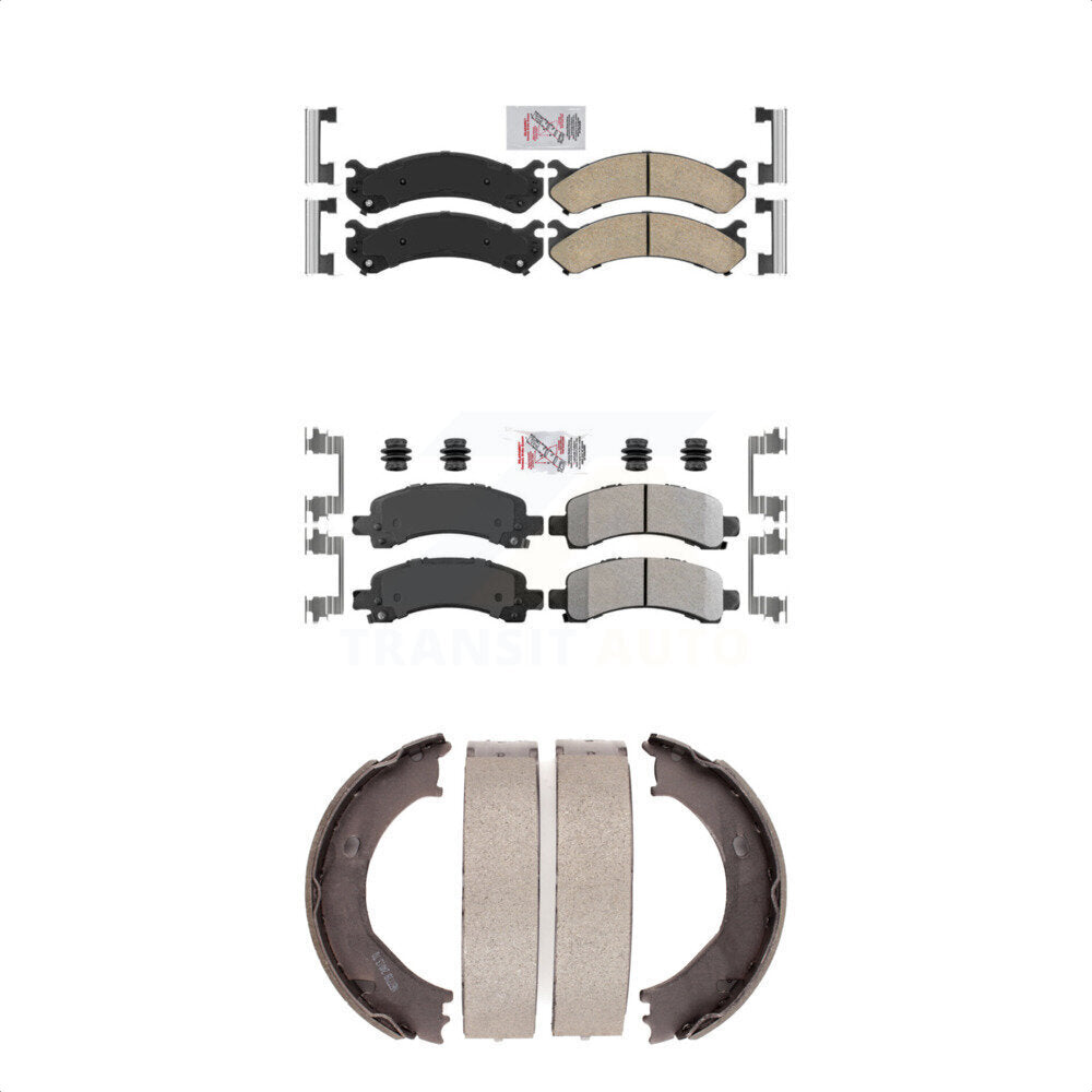Front Ceramic Rear Semi-Metallic Disc Brake Pads And Parking Shoes Kit For GMC KNN-100431