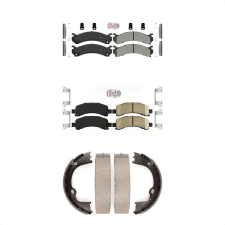 Front Semi-Metallic Rear Ceramic Disc Brake Pads And Parking Shoes Kit For GMC KNN-100434