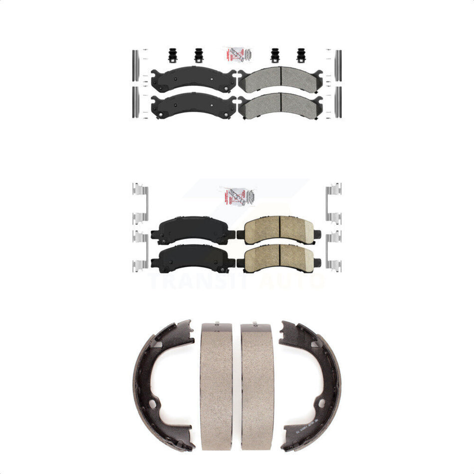 Front Semi-Metallic Rear Ceramic Disc Brake Pads And Parking Shoes Kit For GMC KNN-100434
