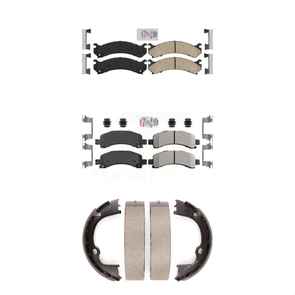 Front Ceramic Rear Semi-Metallic Disc Brake Pads And Parking Shoes Kit For GMC KNN-100437