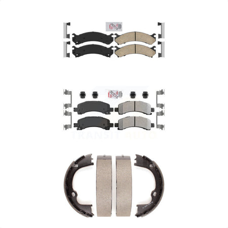 Front Ceramic Rear Semi-Metallic Disc Brake Pads And Parking Shoes Kit For GMC KNN-100437