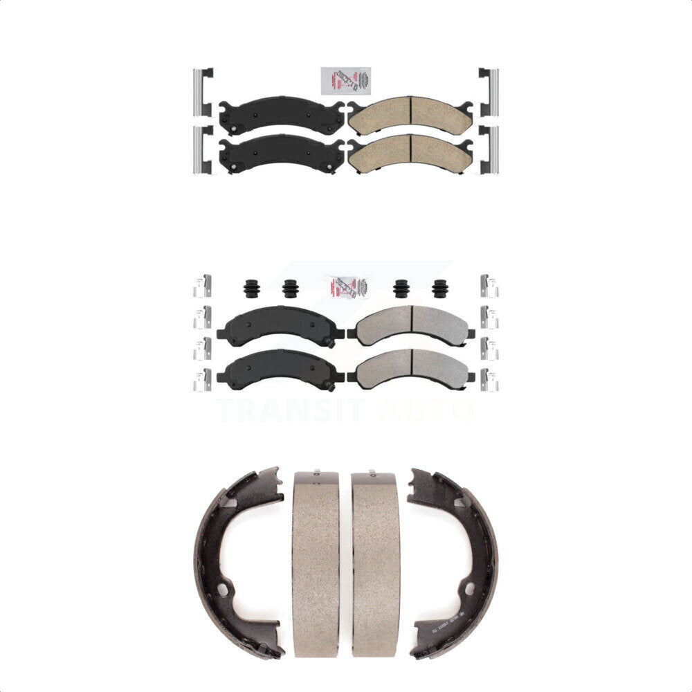Front Ceramic Rear Semi-Metallic Disc Brake Pads And Parking Shoes Kit For KNN-100439