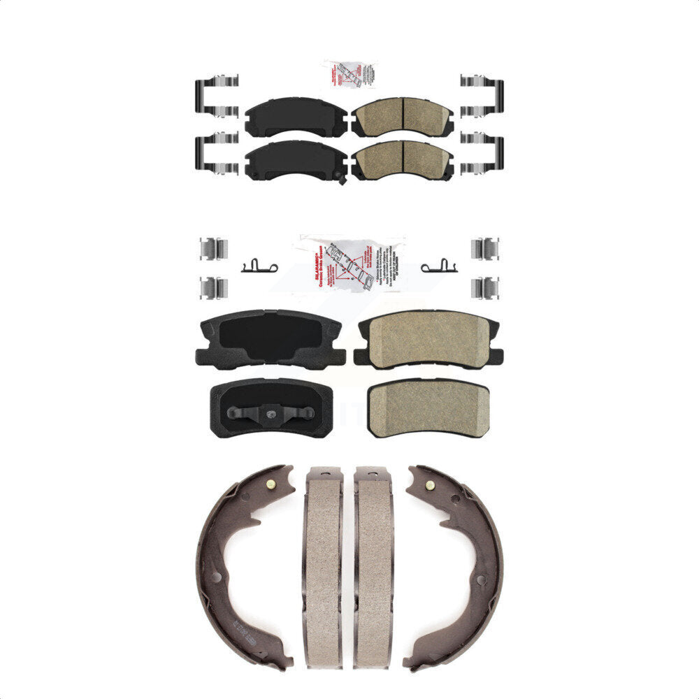 Front Rear Ceramic Disc Brake Pads And Parking Shoes Kit For Mitsubishi Lancer KNN-100456