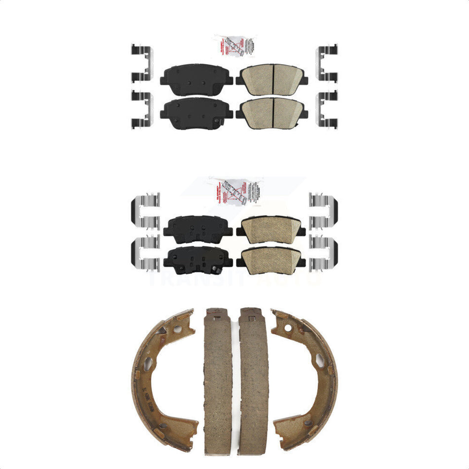 Front Rear Ceramic Disc Brake Pads And Parking Shoes Kit For Kia Optima KNN-100470