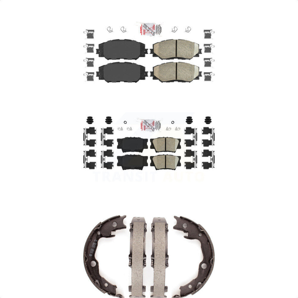Front Rear Ceramic Disc Brake Pads And Parking Shoes Kit For Toyota RAV4 Lexus KNN-100485
