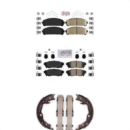 Front Rear Ceramic Disc Brake Pads And Parking Shoes Kit For Toyota Camry TRD KNN-100509