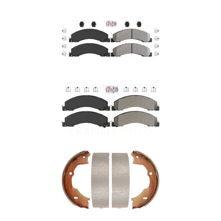 Front Rear Semi-Metallic Disc Brake Pads And Parking Shoes Kit For Ram Dodge KNN-100517