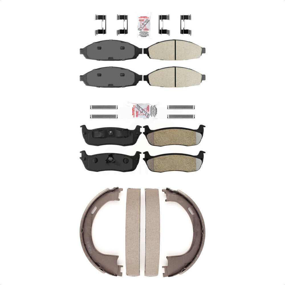 Front Rear Semi-Metallic Disc Brake Pads And Parking Shoes Kit For KNN-100519