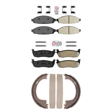 Front Rear Semi-Metallic Disc Brake Pads And Parking Shoes Kit For KNN-100519