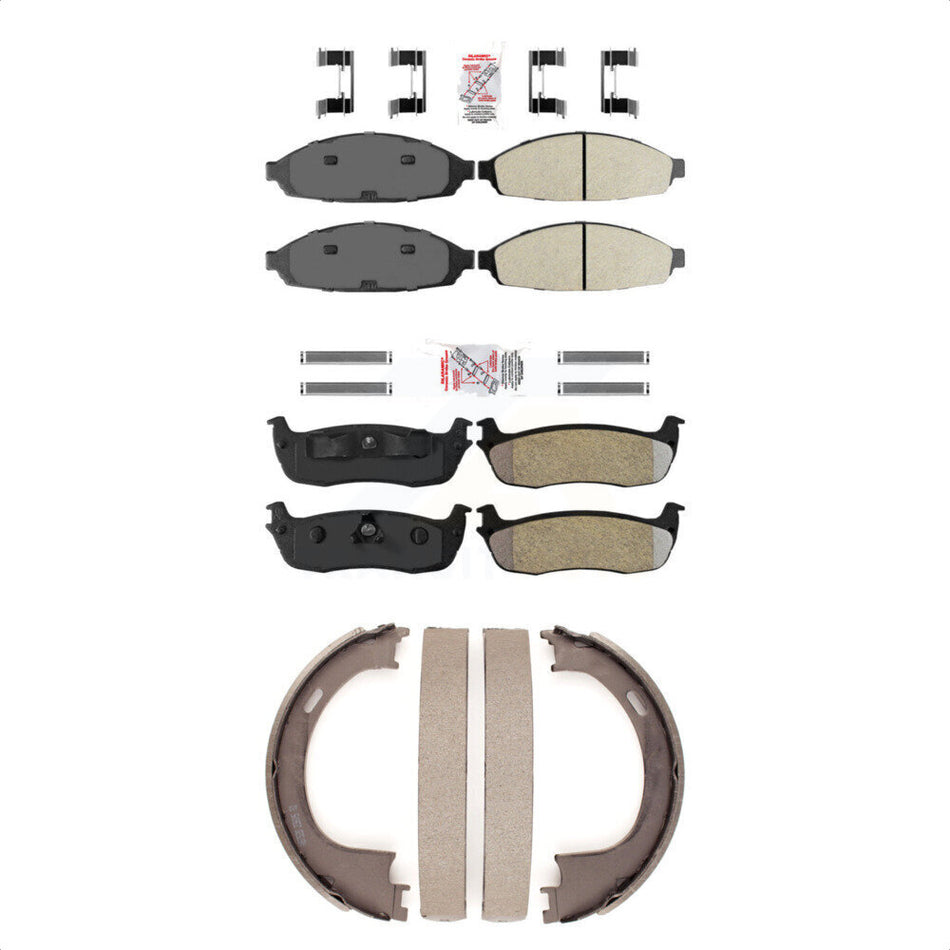 Front Rear Semi-Metallic Disc Brake Pads And Parking Shoes Kit For KNN-100519