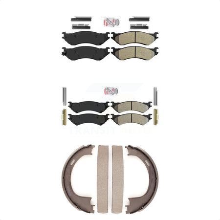 Front Rear Semi-Metallic Disc Brake Pads And Parking Shoes Kit For KNN-100525