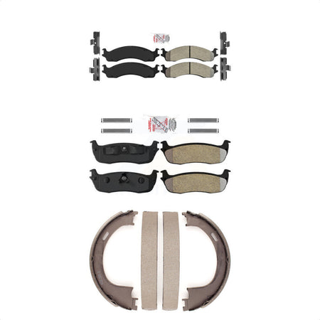 Front Rear Semi-Metallic Disc Brake Pads And Parking Shoes Kit For Ford F-250 KNN-100526
