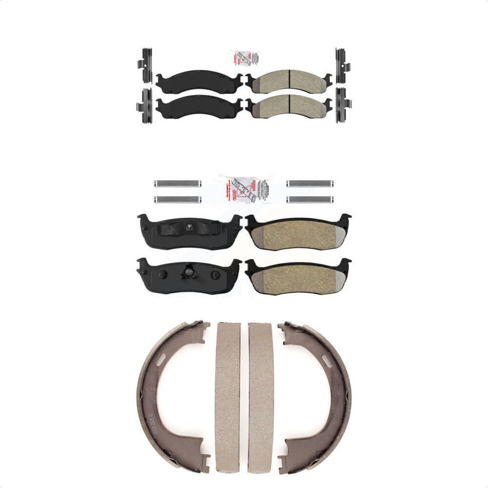 Front Rear Semi-Metallic Disc Brake Pads And Parking Shoes Kit For Ford F-250 KNN-100526