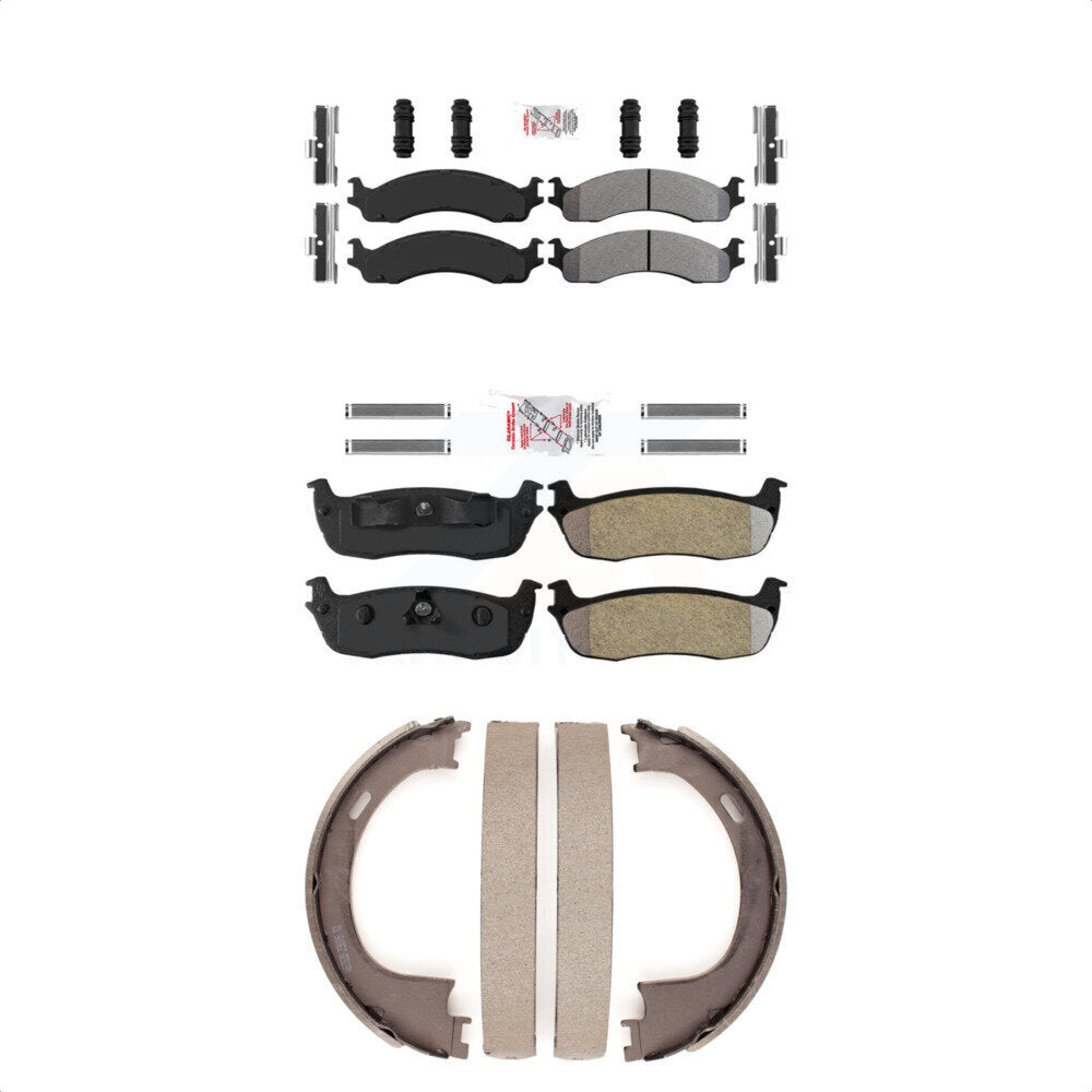 Front Rear Semi-Metallic Disc Brake Pads And Parking Shoes Kit For Ford F-250 KNN-100527