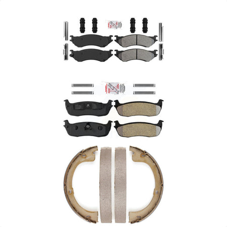 Front Rear Semi-Metallic Disc Brake Pads And Parking Shoes Kit For KNN-100528