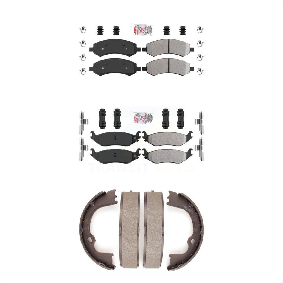 Front Rear Semi-Metallic Disc Brake Pads And Parking Shoes Kit For Ram 1500 KNN-100544