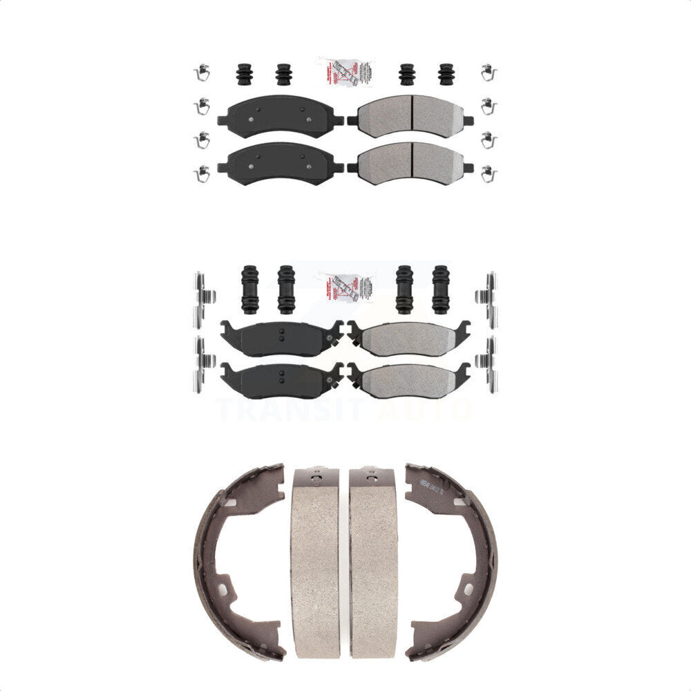 Front Rear Semi-Metallic Disc Brake Pads And Parking Shoes Kit For KNN-100546
