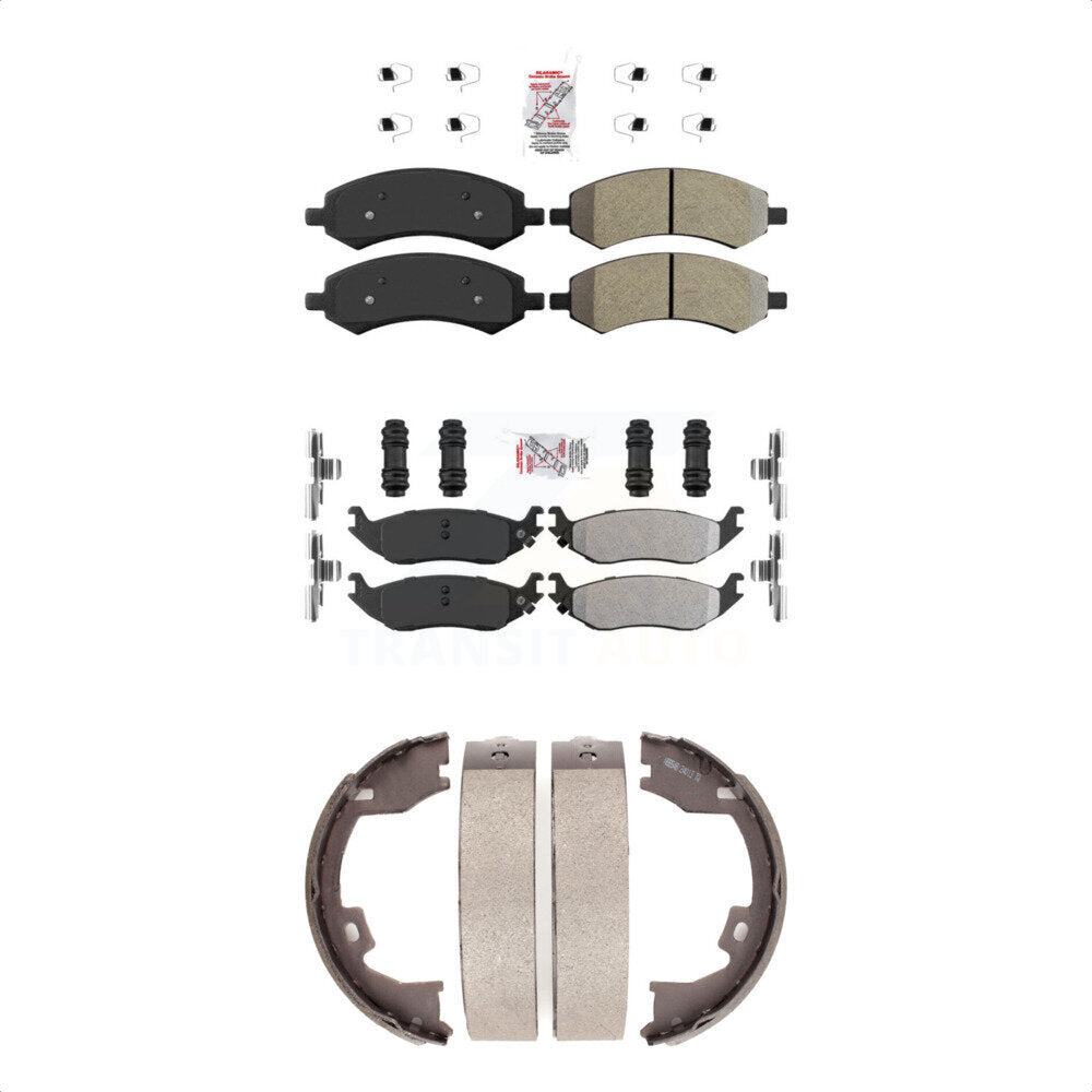 Front Rear Semi-Metallic Disc Brake Pads And Parking Shoes Kit For KNN-100547