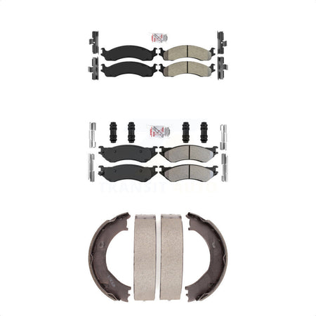 Front Rear Semi-Metallic Disc Brake Pads And Parking Shoes Kit For Dodge Ram KNN-100554