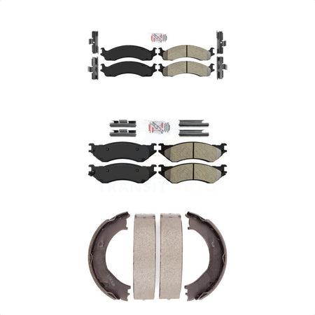 Front Rear Semi-Metallic Disc Brake Pads And Parking Shoes Kit For Dodge Ram KNN-100556