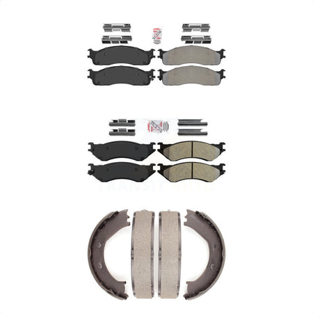 Front Rear Semi-Metallic Disc Brake Pads And Parking Shoes Kit For KNN-100560