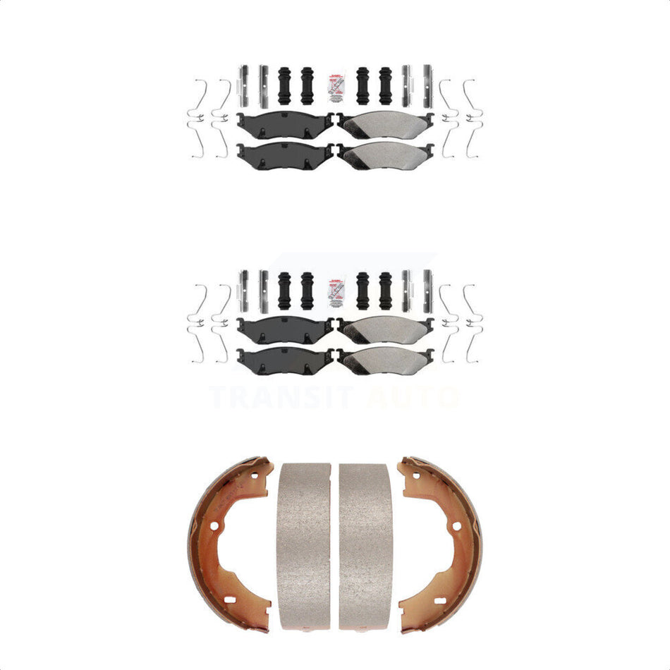 Front Rear Semi-Metallic Disc Brake Pads And Parking Shoes Kit For Ford F-450 KNN-100564