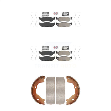 Front Rear Semi-Metallic Disc Brake Pads And Parking Shoes Kit For Ford F-450 KNN-100567