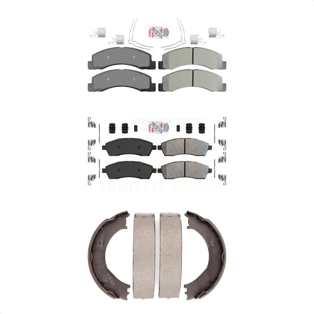 Front Rear Semi-Metallic Disc Brake Pads And Parking Shoes Kit For Ford F-350 KNN-100568