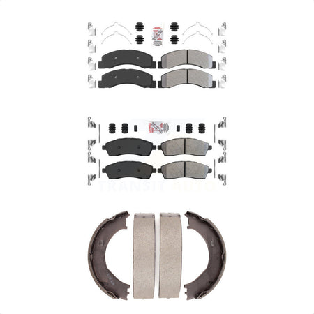 Front Rear Semi-Metallic Disc Brake Pads And Parking Shoes Kit For Ford F-350 KNN-100569