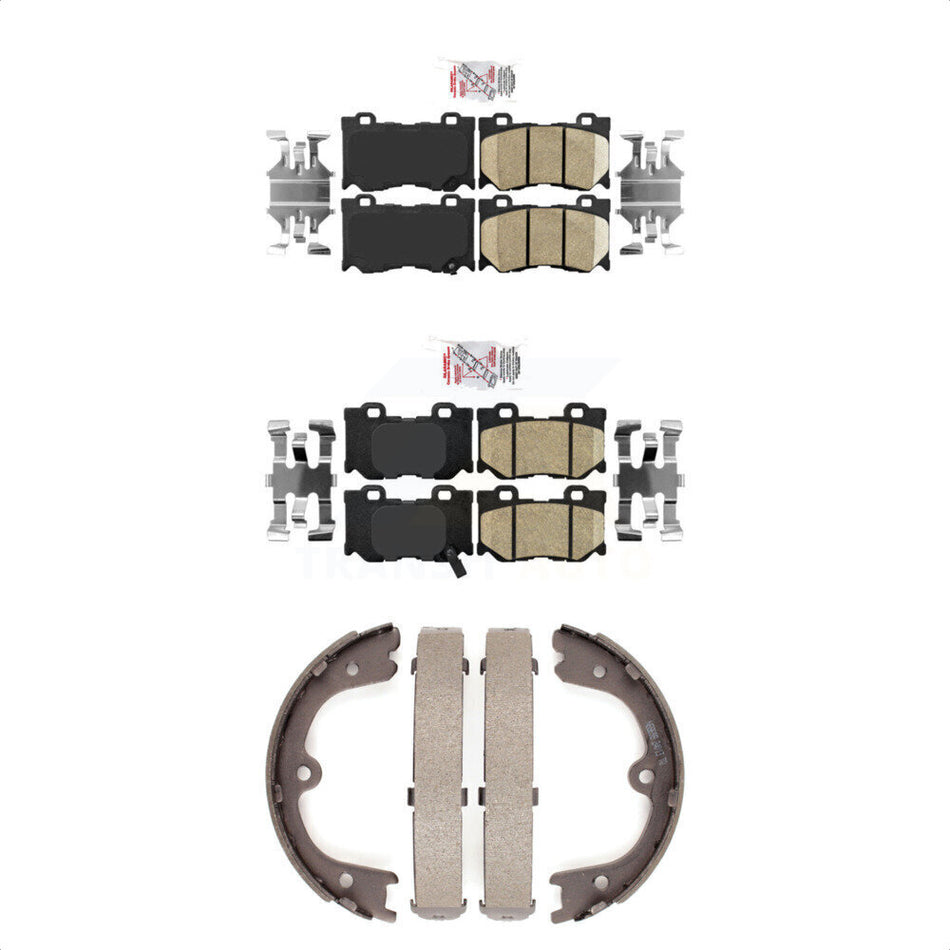 Front Rear Ceramic Disc Brake Pads And Parking Shoes Kit For INFINITI FX50 KNN-100573