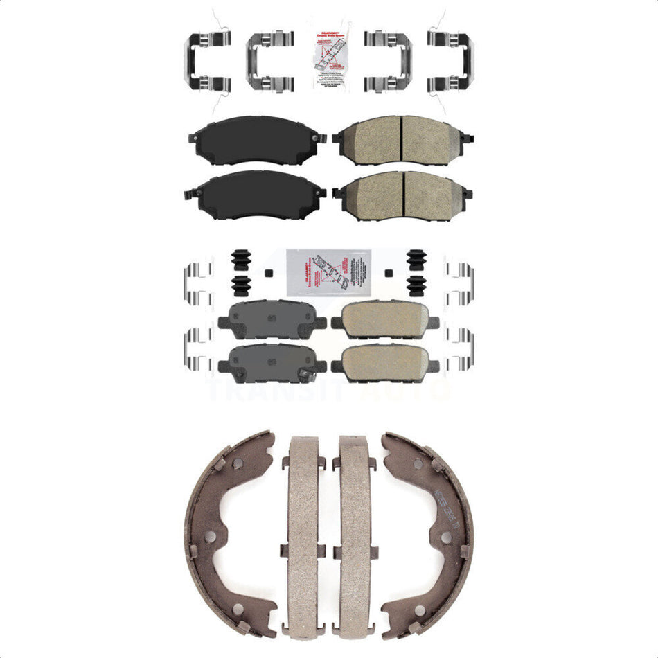 Front Semi-Metallic Rear Ceramic Disc Brake Pads And Parking Shoes Kit For G37 KNN-100584