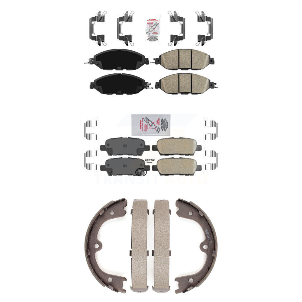 Front Rear Ceramic Disc Brake Pads And Parking Shoes Kit For Nissan Pathfinder KNN-100589