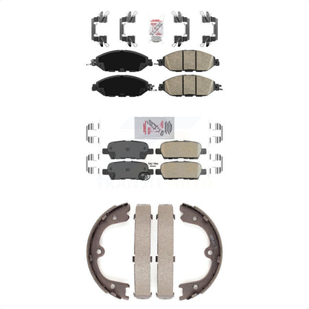 Front Rear Ceramic Disc Brake Pads And Parking Shoes Kit For Nissan Pathfinder KNN-100590