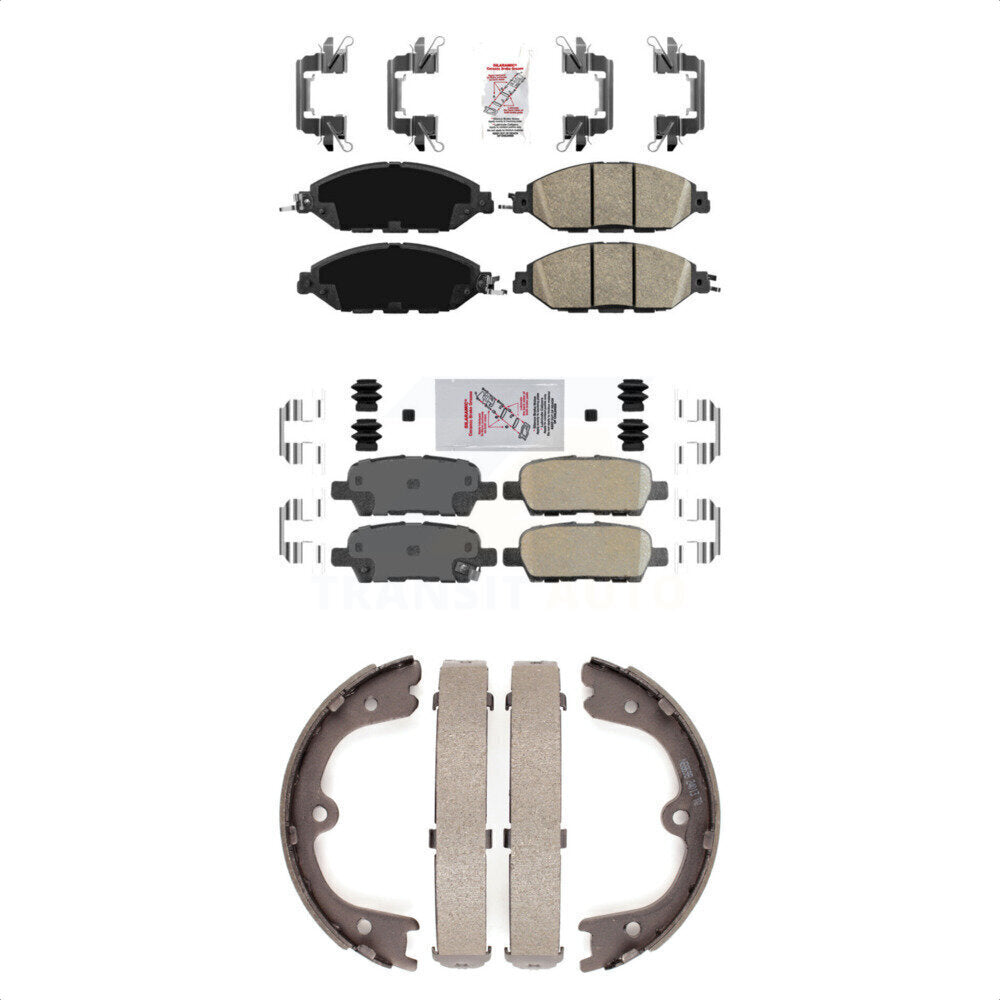 Front Rear Ceramic Disc Brake Pads And Parking Shoes Kit For Nissan Pathfinder KNN-100592