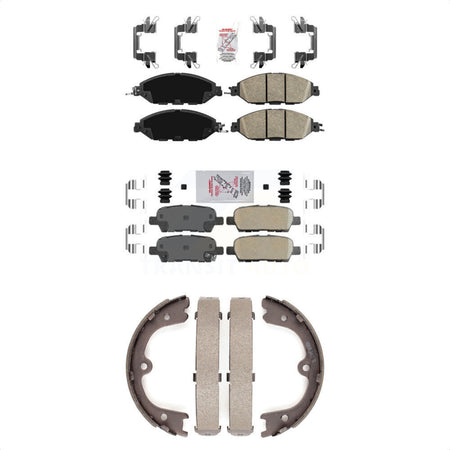 Front Rear Ceramic Disc Brake Pads And Parking Shoes Kit For Nissan Pathfinder KNN-100592