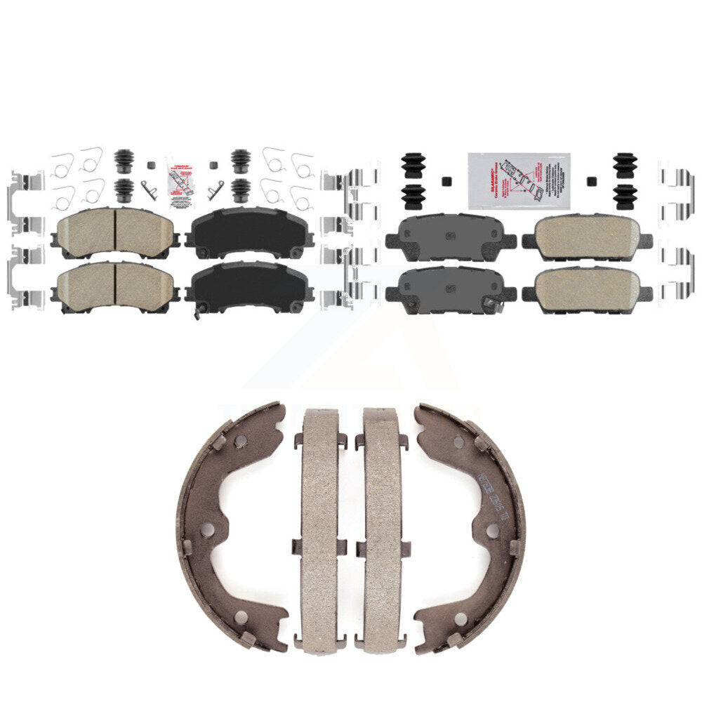 Front Rear Ceramic Disc Brake Pads And Parking Shoes Kit For INFINITI QX50 KNN-100595