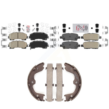 Front Rear Ceramic Disc Brake Pads And Parking Shoes Kit For INFINITI QX50 KNN-100595