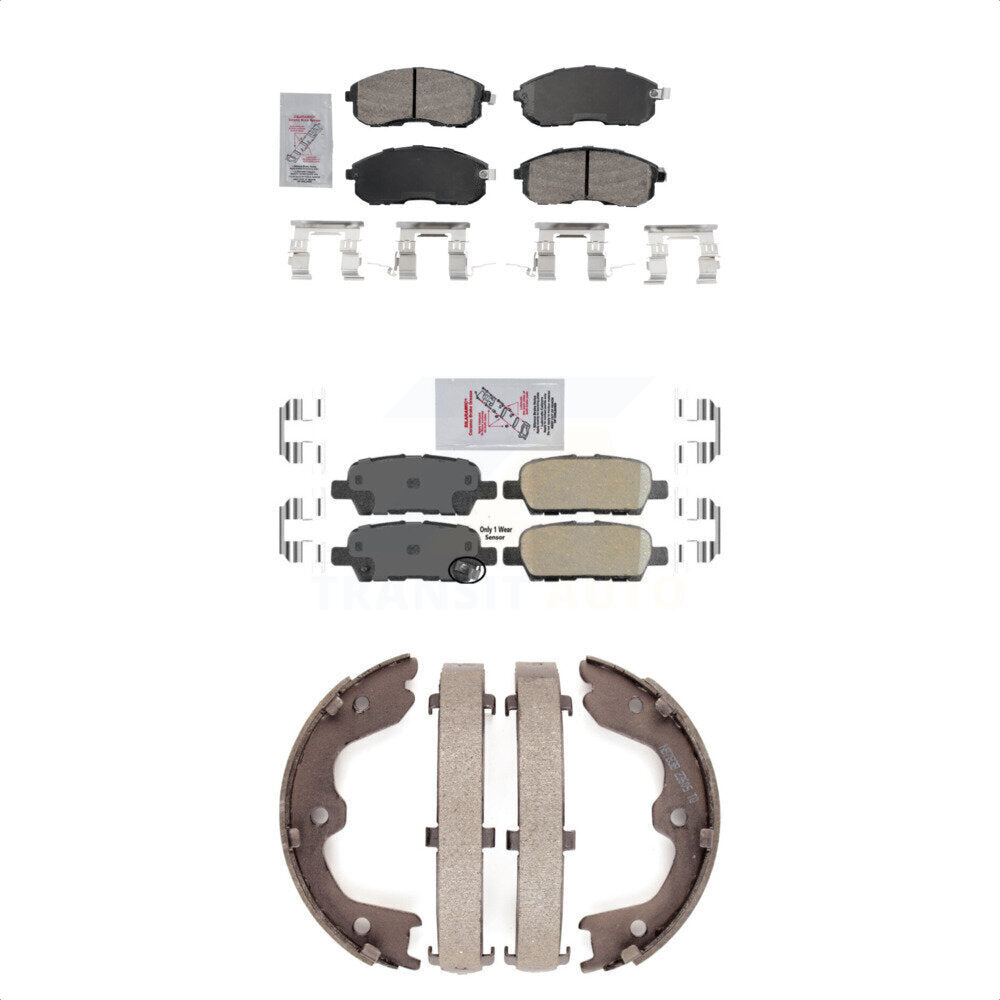 Front Rear Ceramic Disc Brake Pads And Parking Shoes Kit For Nissan Altima G35 KNN-100602