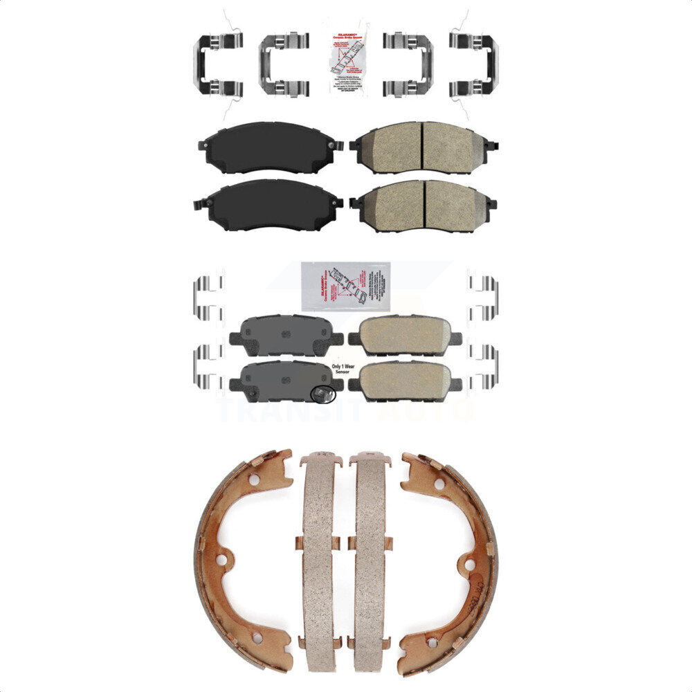 Front Semi-Metallic Rear Ceramic Disc Brake Pads And Parking Shoes Kit For KNN-100614