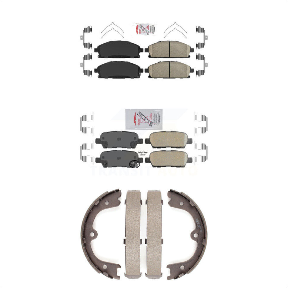 Front Rear Ceramic Disc Brake Pads And Parking Shoes Kit For Nissan Quest KNN-100616