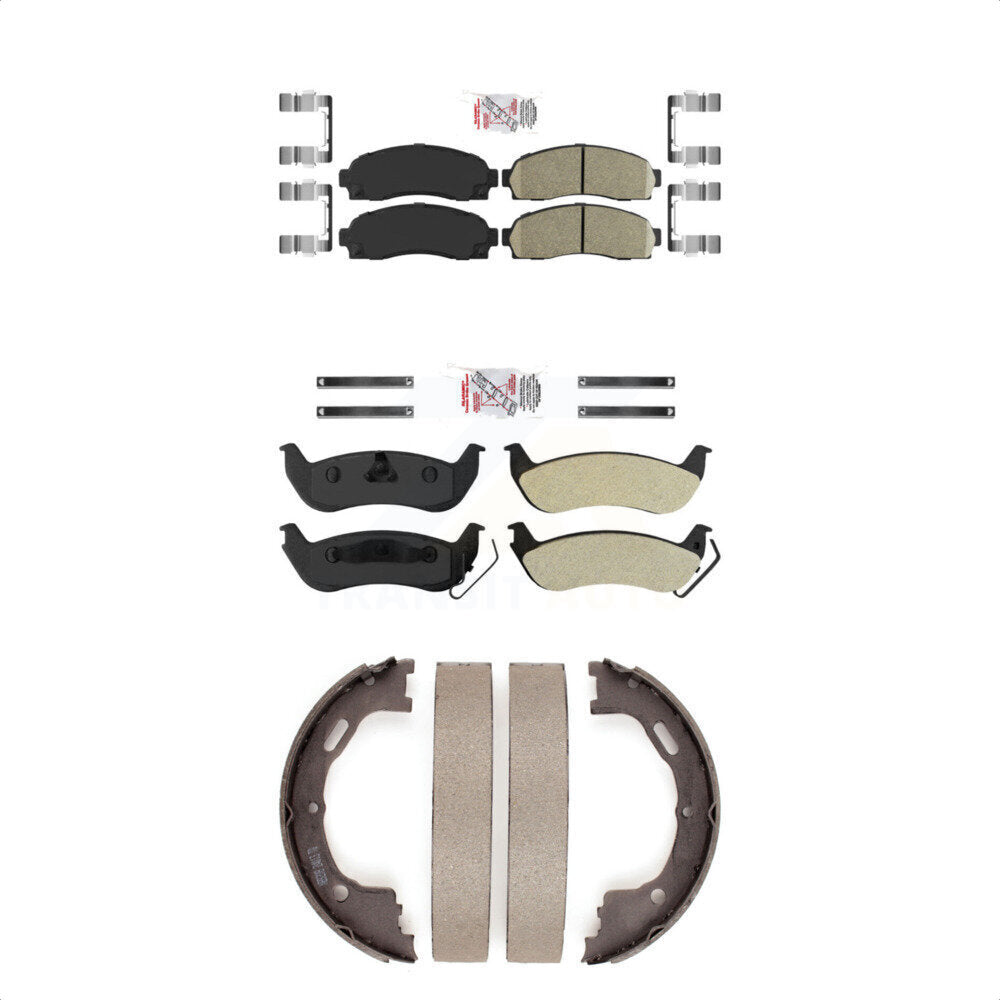 Front Ceramic Rear Semi-Metallic Disc Brake Pads And Parking Shoes Kit For KNN-100620