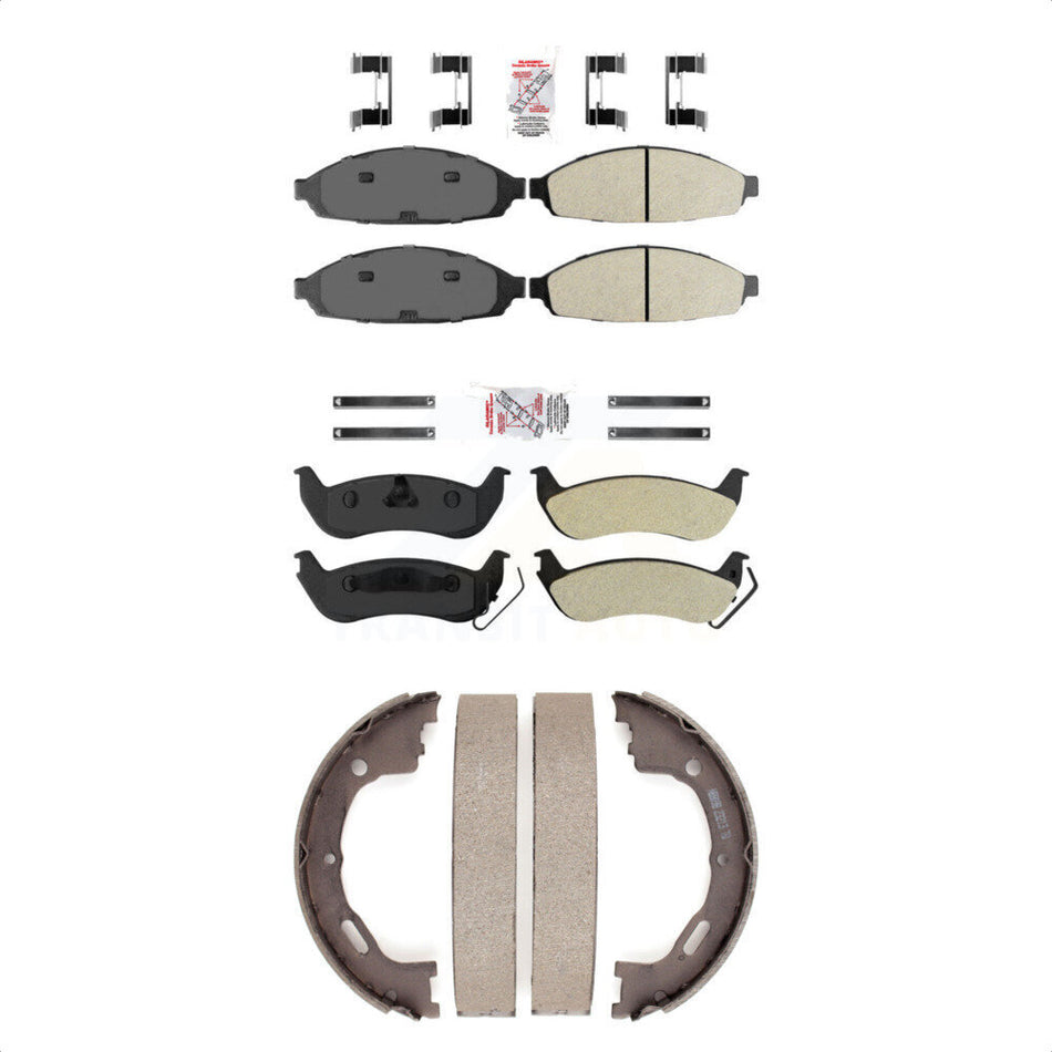 Front Rear Semi-Metallic Disc Brake Pads And Parking Shoes Kit For Mercury KNN-100622