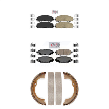 Front Rear Ceramic Disc Brake Pads And Parking Shoes Kit For Jeep Wrangler KNN-100624