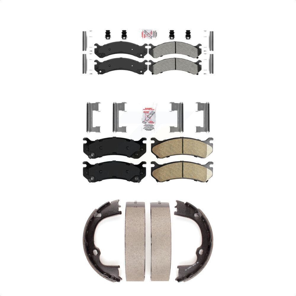 Front Semi-Metallic Rear Ceramic Disc Brake Pads And Parking Shoes Kit For GMC KNN-100627