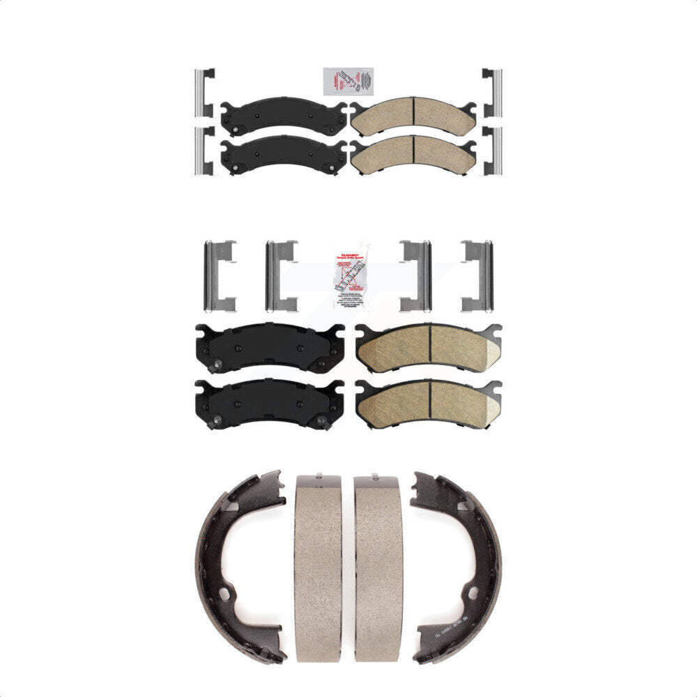 Front Rear Ceramic Disc Brake Pads And Parking Shoes Kit For GMC Chevrolet HD KNN-100628