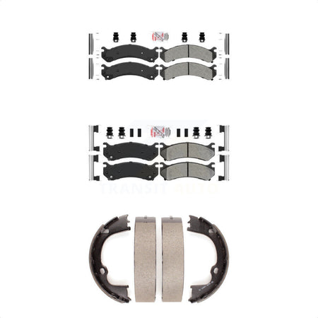 Front Rear Semi-Metallic Disc Brake Pads And Parking Shoes Kit For GMC 2500 HD KNN-100629