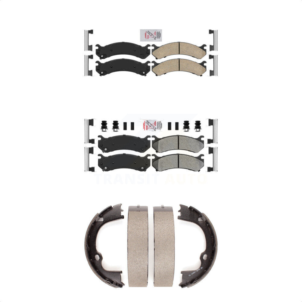 Front Ceramic Rear Semi-Metallic Disc Brake Pads And Parking Shoes Kit For GMC KNN-100630