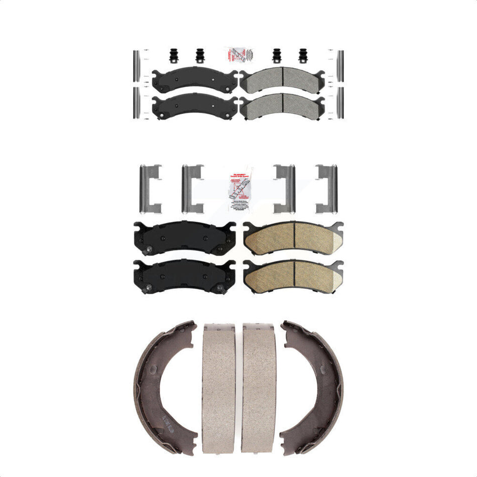 Front Semi-Metallic Rear Ceramic Disc Brake Pads And Parking Shoes Kit For GMC KNN-100631