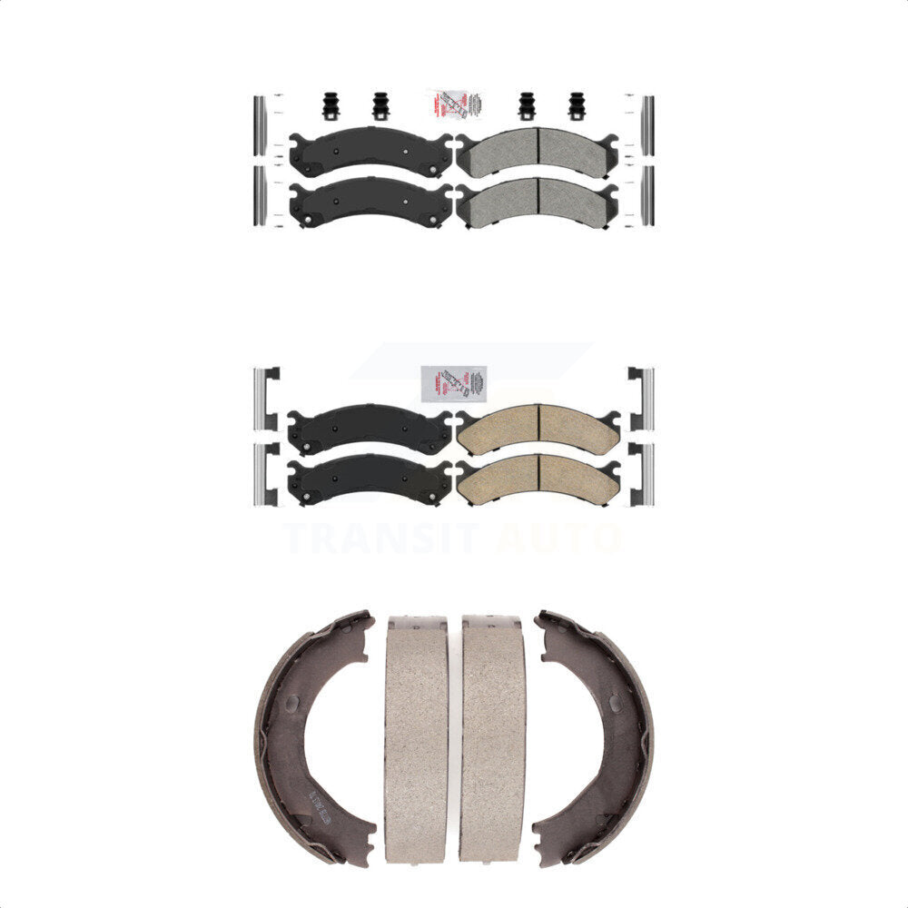 Front Semi-Metallic Rear Ceramic Disc Brake Pads And Parking Shoes Kit For GMC KNN-100637