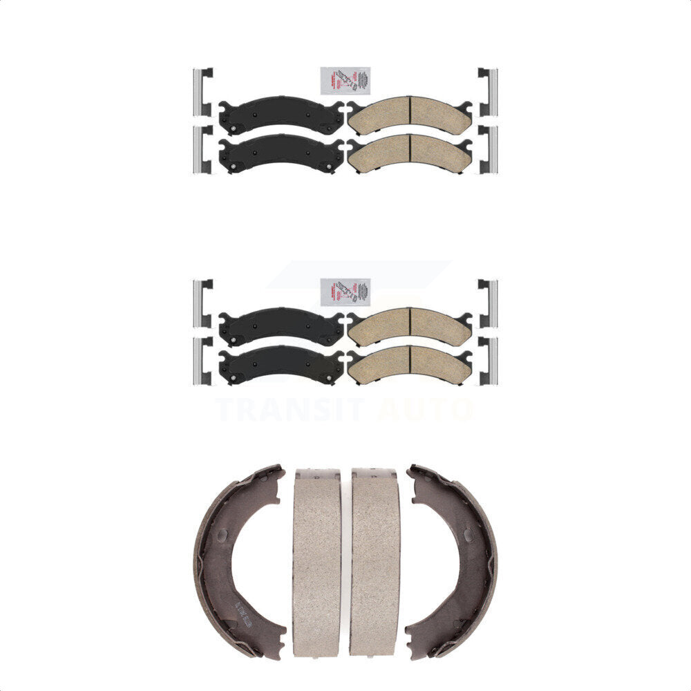 Front Rear Ceramic Disc Brake Pads And Parking Shoes Kit For Chevrolet GMC HD KNN-100638